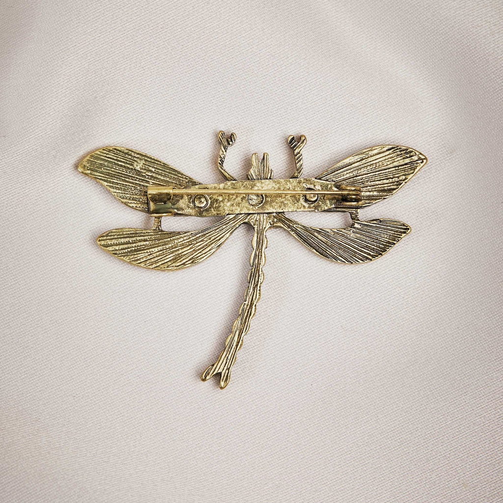 Vintage Style Dragonfly Brooch: Hand painted enamel vintage brooch Cream