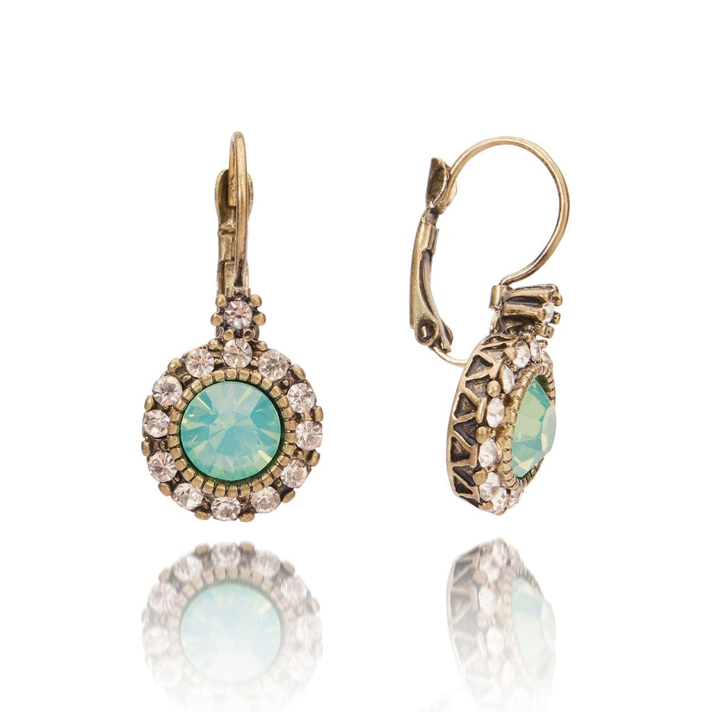 Green Crystal Earrings: Green Opal Short Drop Earrings