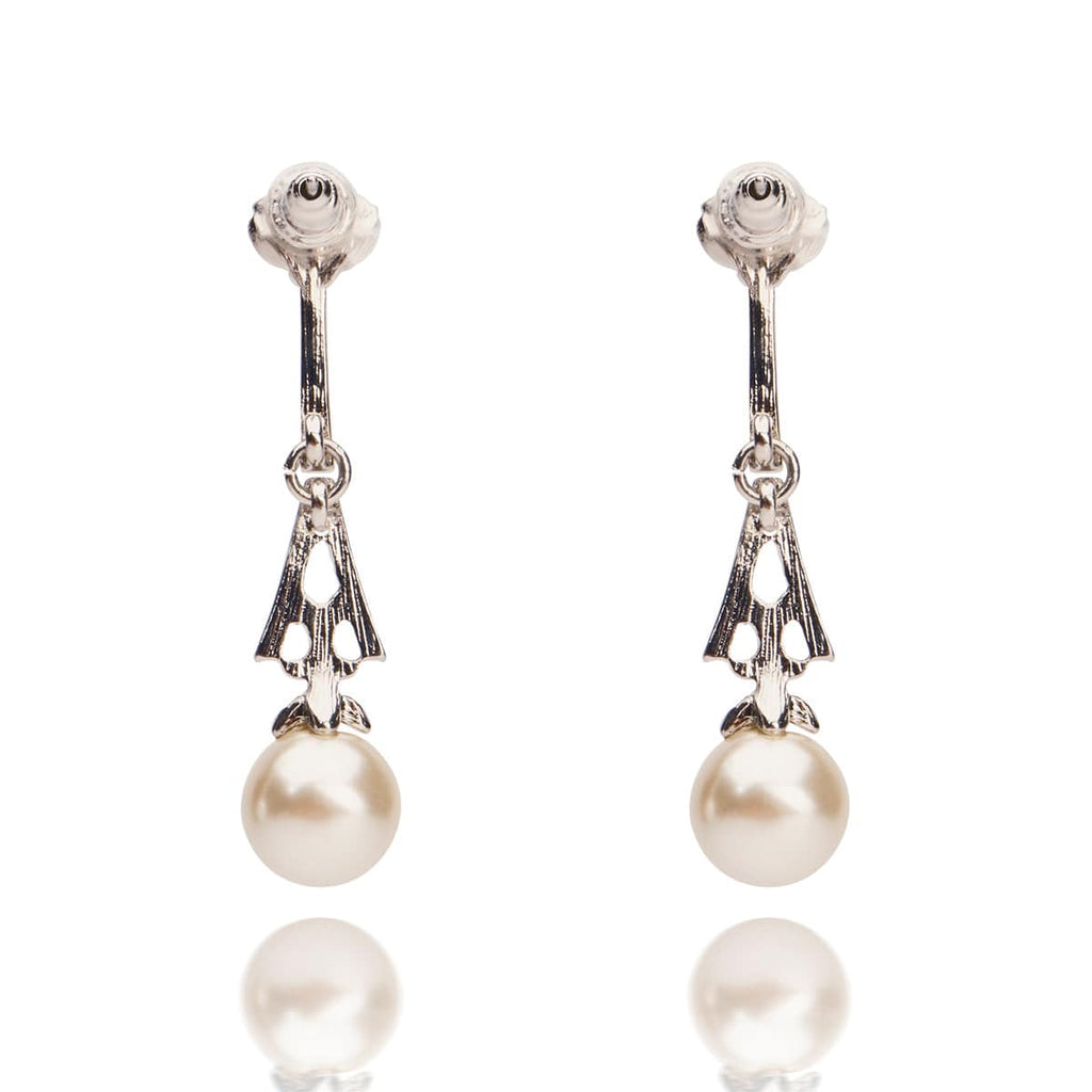 Pearl Drop Bridal Earrings: Eiffel Tower Style Crystal And Pearl Earrings