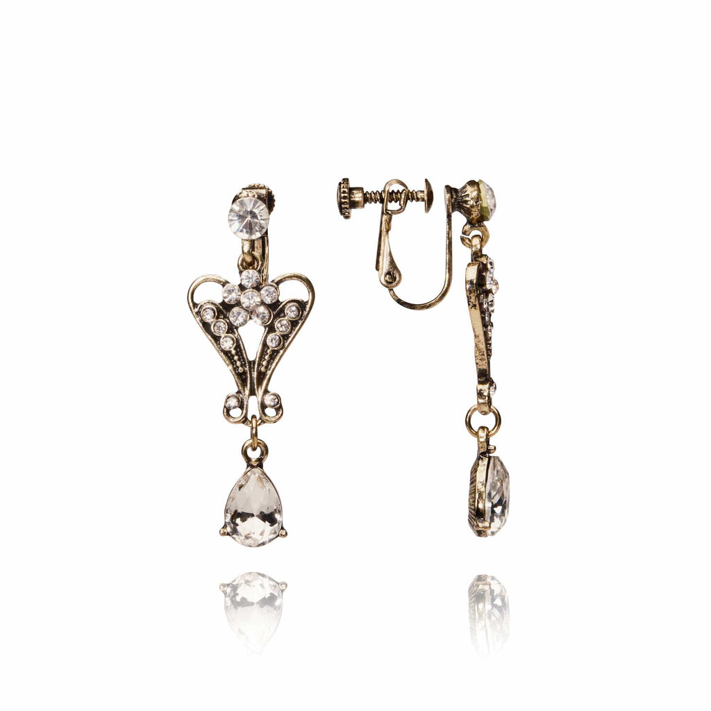 Pendeloque Drop Crystal Earrings: Clip On Earrings