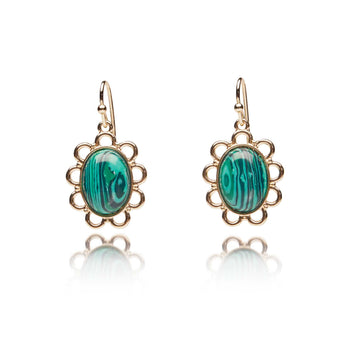 Peacock Green Drop Earrings: Ornate Regency Earrings