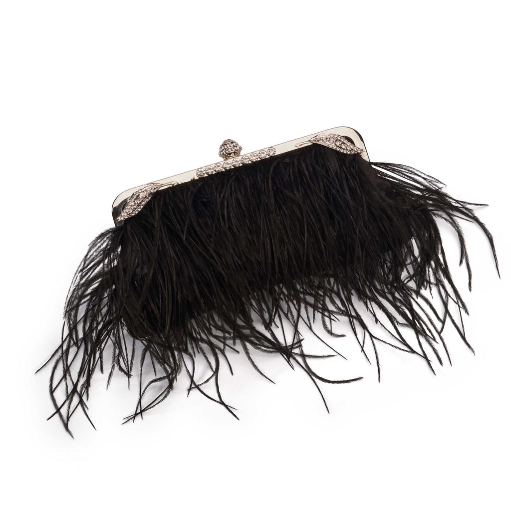 Black Feathered Vintage Bag: Deco Vintage Evening Bag