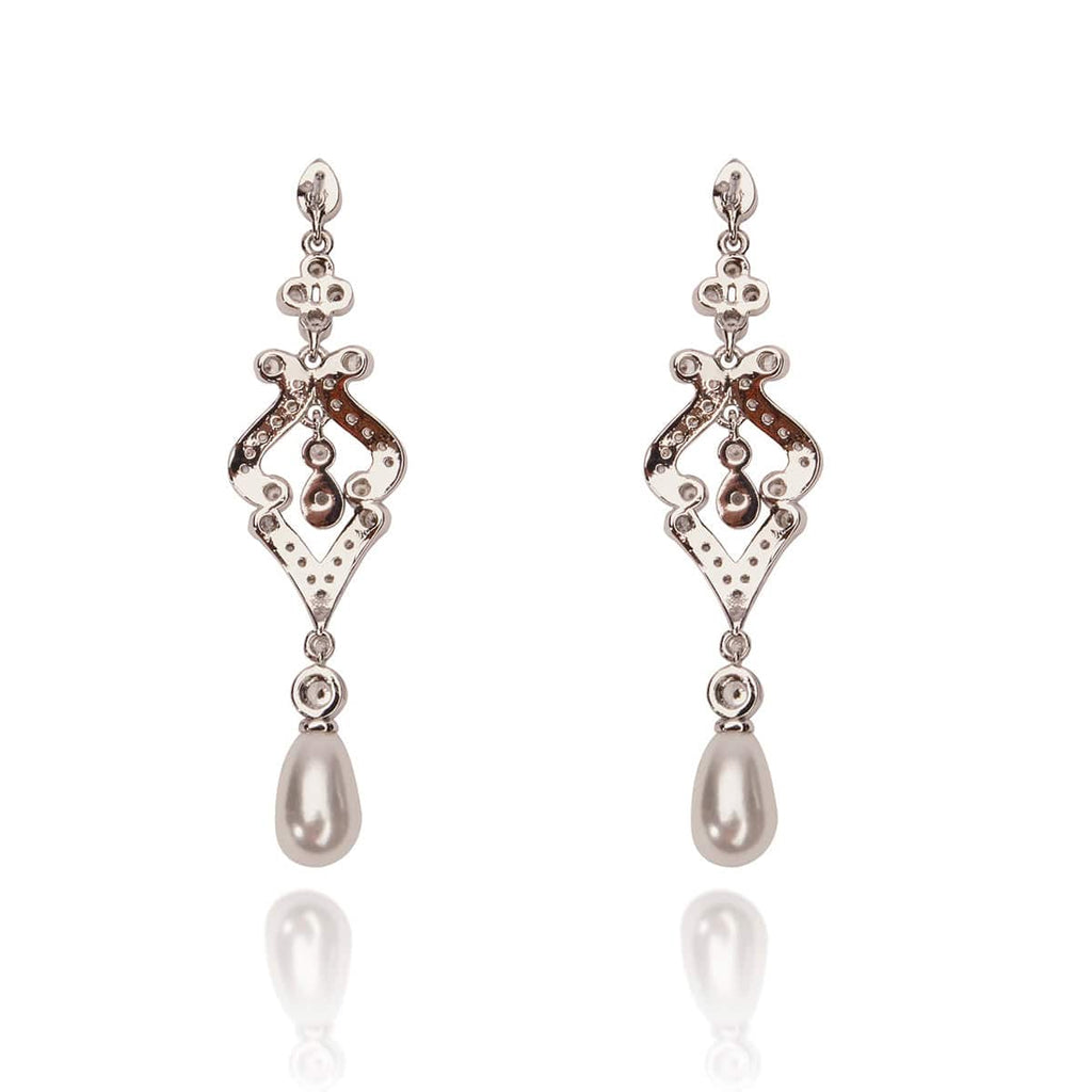 Georgian style bridal drop earrings: Pearl drop earrings