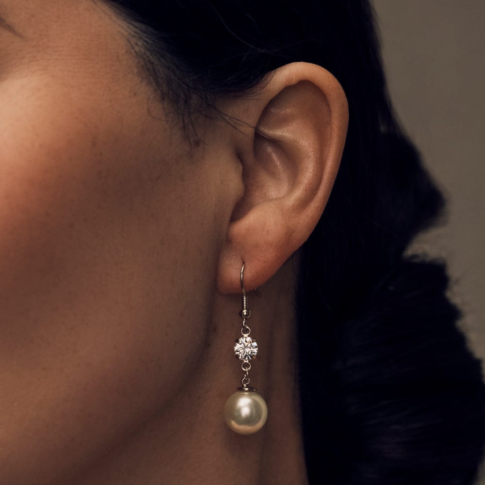 Swarovski Vintage Drop Earrings: Pearl and Diamante Long Drop Earrings