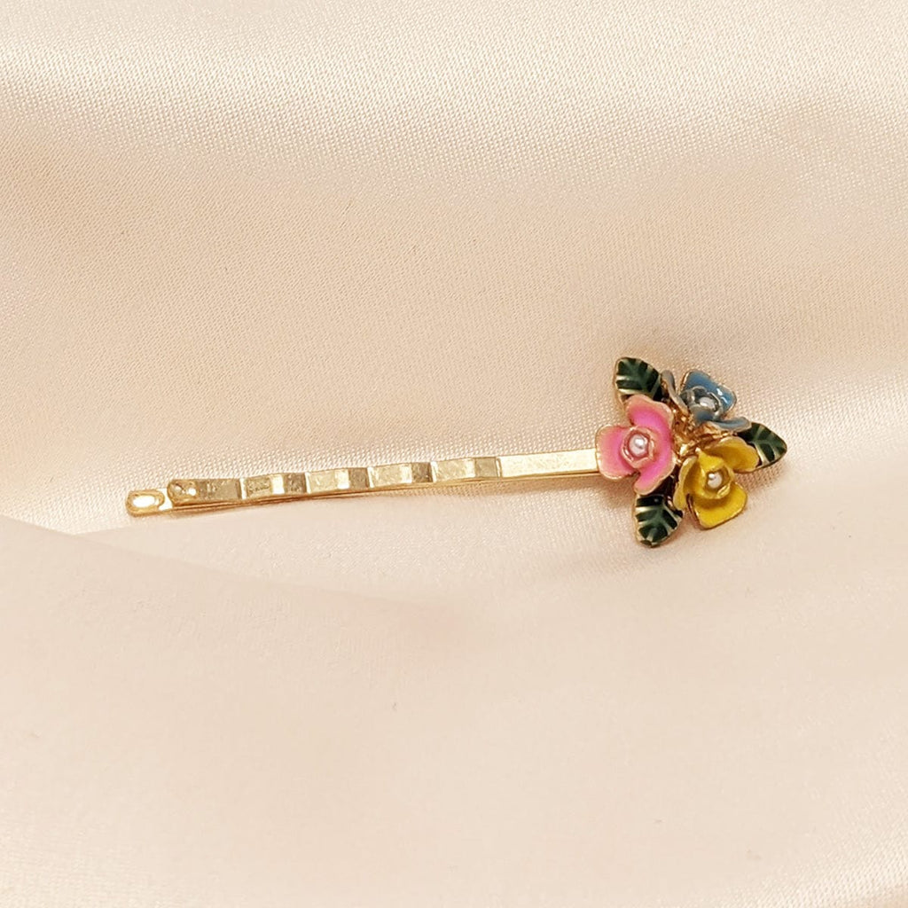Vintage hair clip : Hand painted flower hair clip