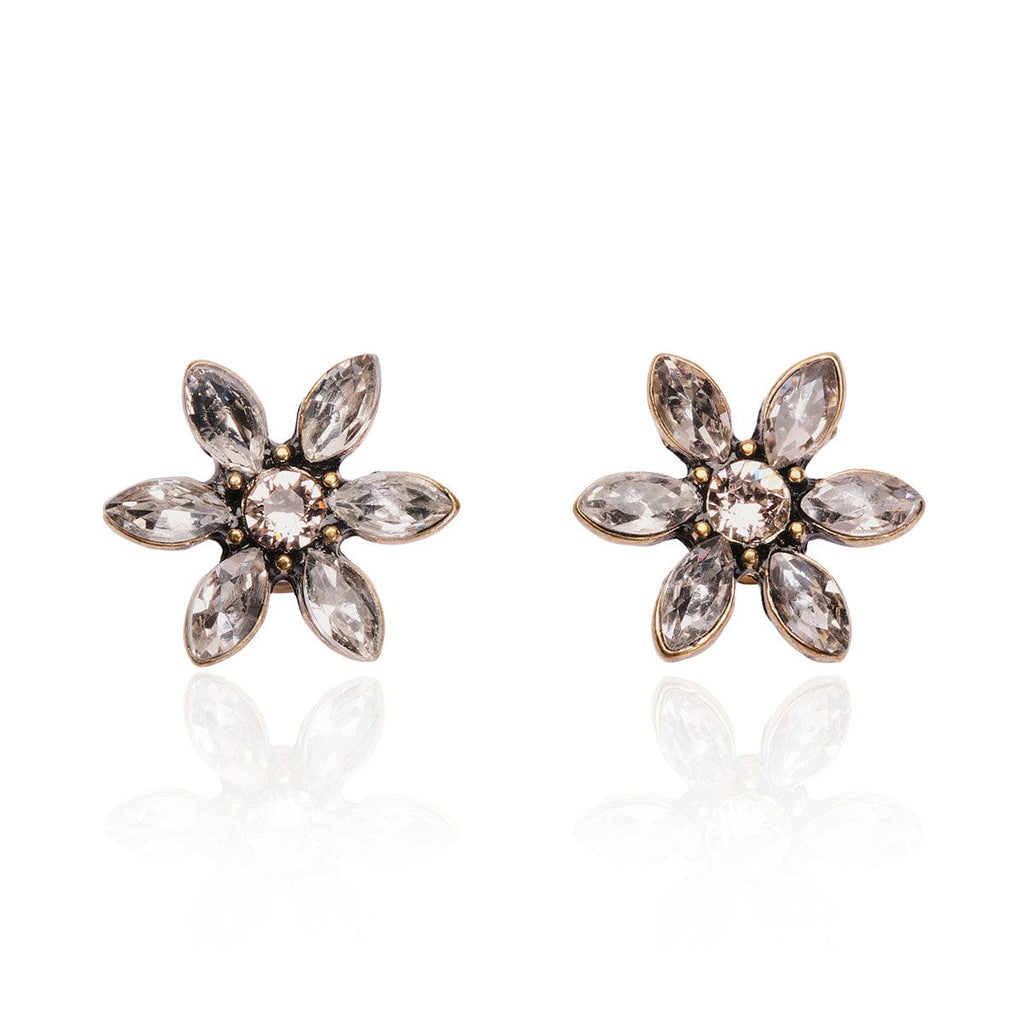 Crystal Flower Stud Earrings: Swarovski Stone Daisy Style Studs