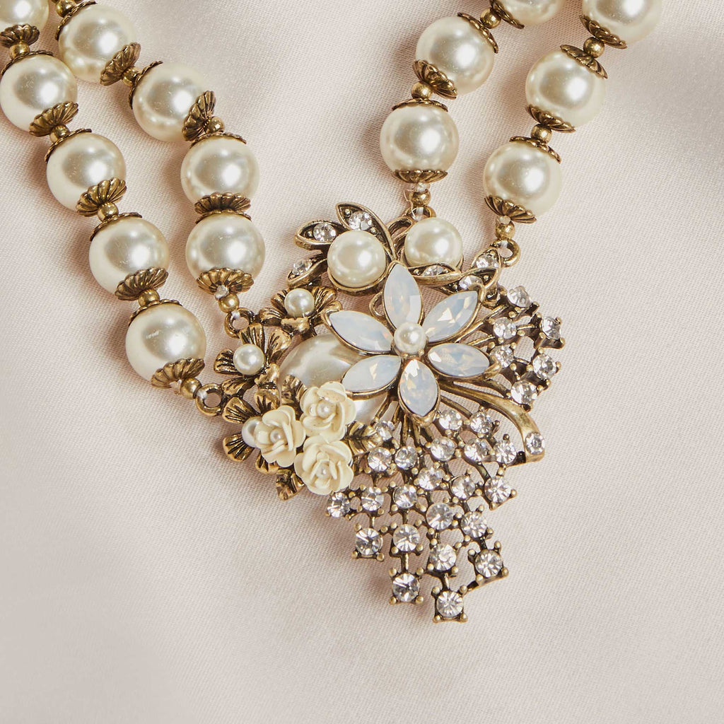 Miriam Haskell Inspired Necklace: 2 Row Vintage Pearl Necklace