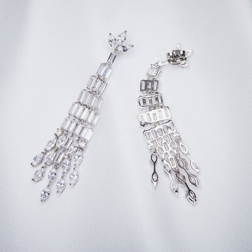 Bridal Chandelier Earrings: Art Deco Inspired Crystal Chandelier Drop Earrings