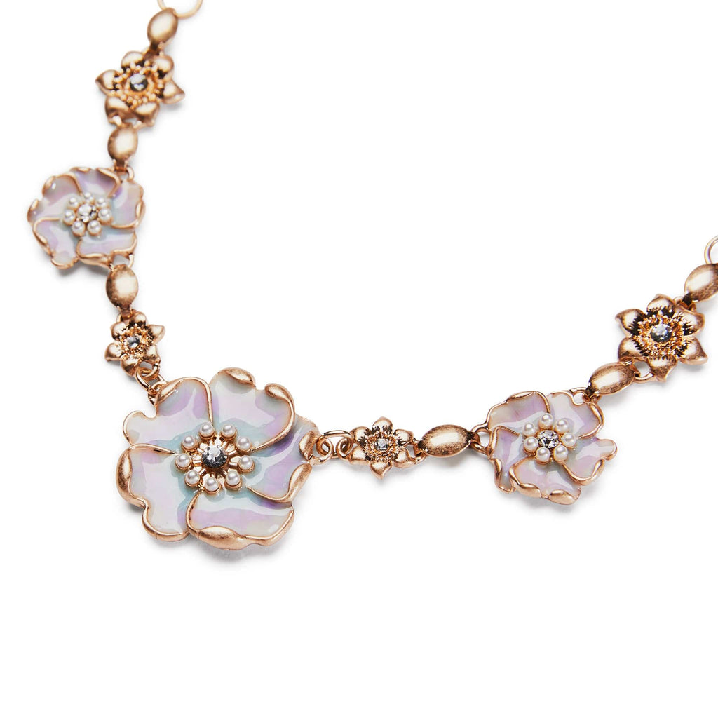Enamel flower short necklace