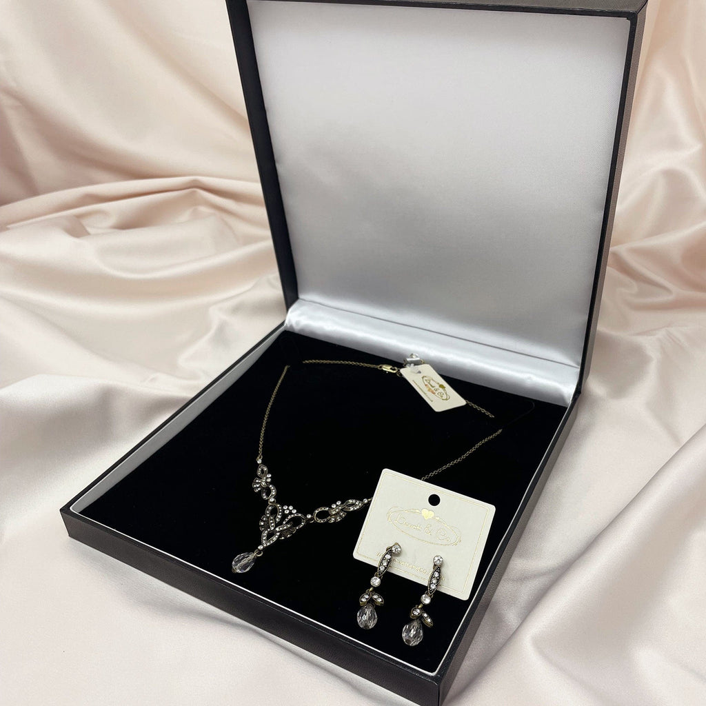 Earrings & Necklace Set: Lula Crystal Vintage Necklace With Matching Vintage Drop Earrings- £10 Gift Box Is Free
