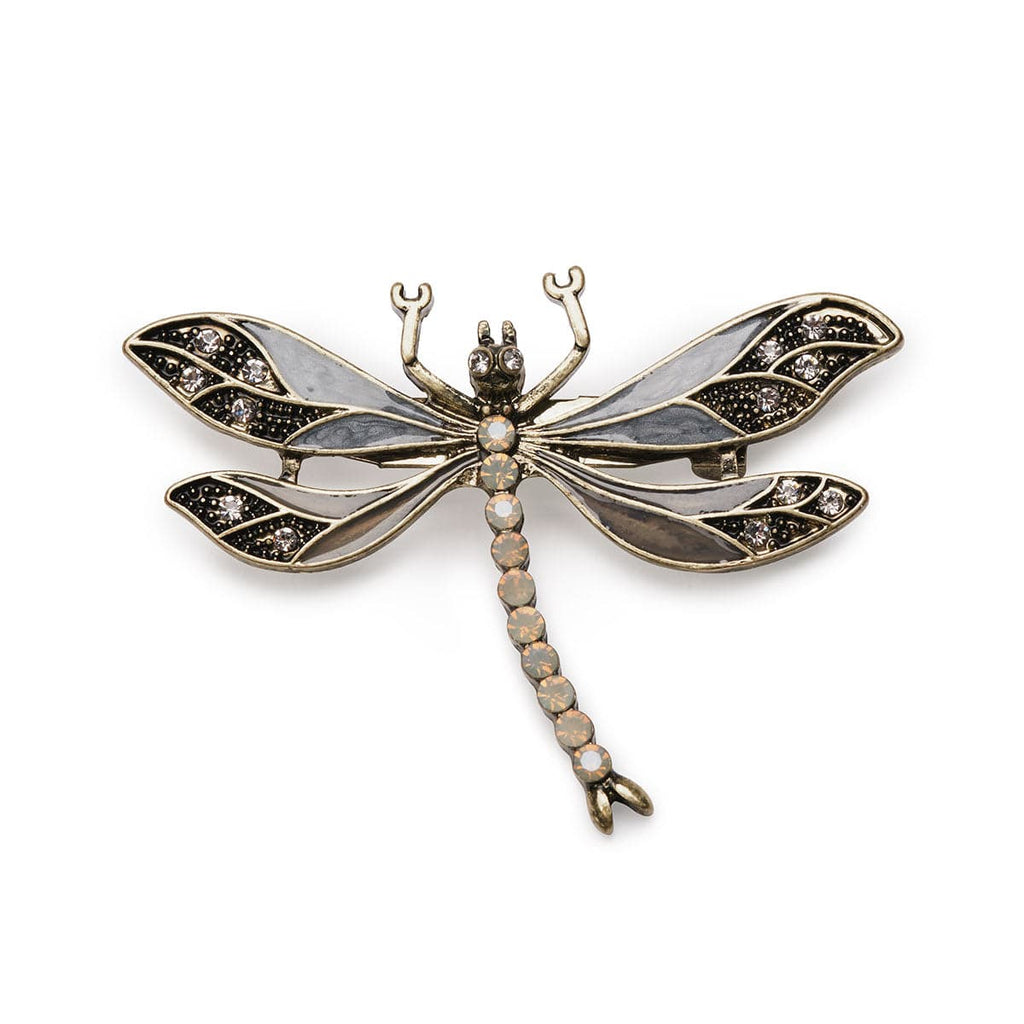 Dragonfly Brooch Grey Opal