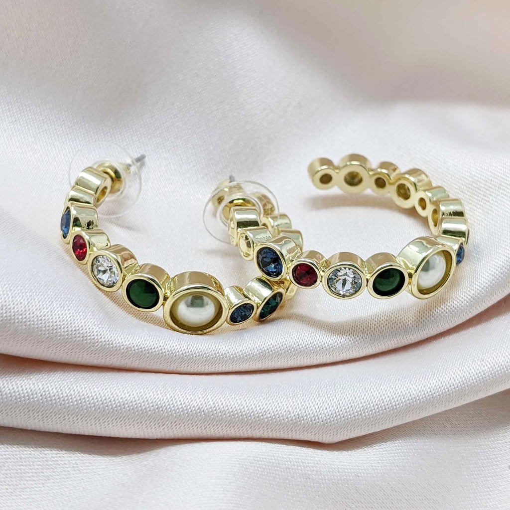 Cordelia Swarovski ®️ Crystal Jewel Hoop Earrings