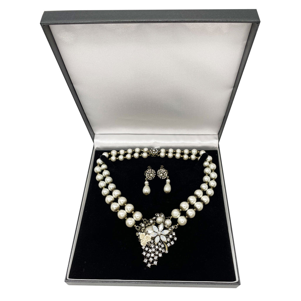 Miriam Haskell Inspired Jewellery Set: Vintage Pearl drop Earrings With Matching Vintage Pearl Necklace-£12 Gift Box Is Free