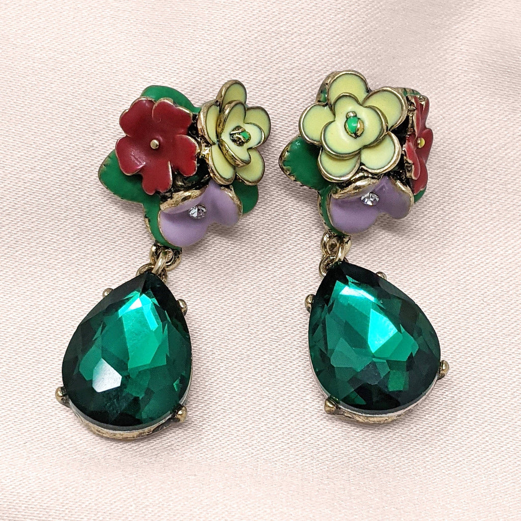 Crystal Teardrop Earrings: Frida Kahlo Inspired Teardrop Crystal Earrings