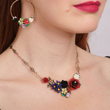 Frida Cluster Flower Vintage Style Necklace