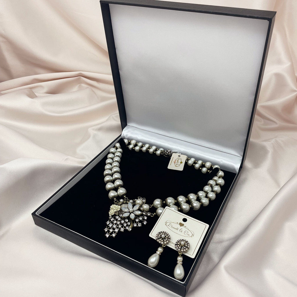 Miriam Haskell Inspired Jewellery Set: Vintage Pearl drop Earrings With Matching Vintage Pearl Necklace-£10 Gift Box Is Free