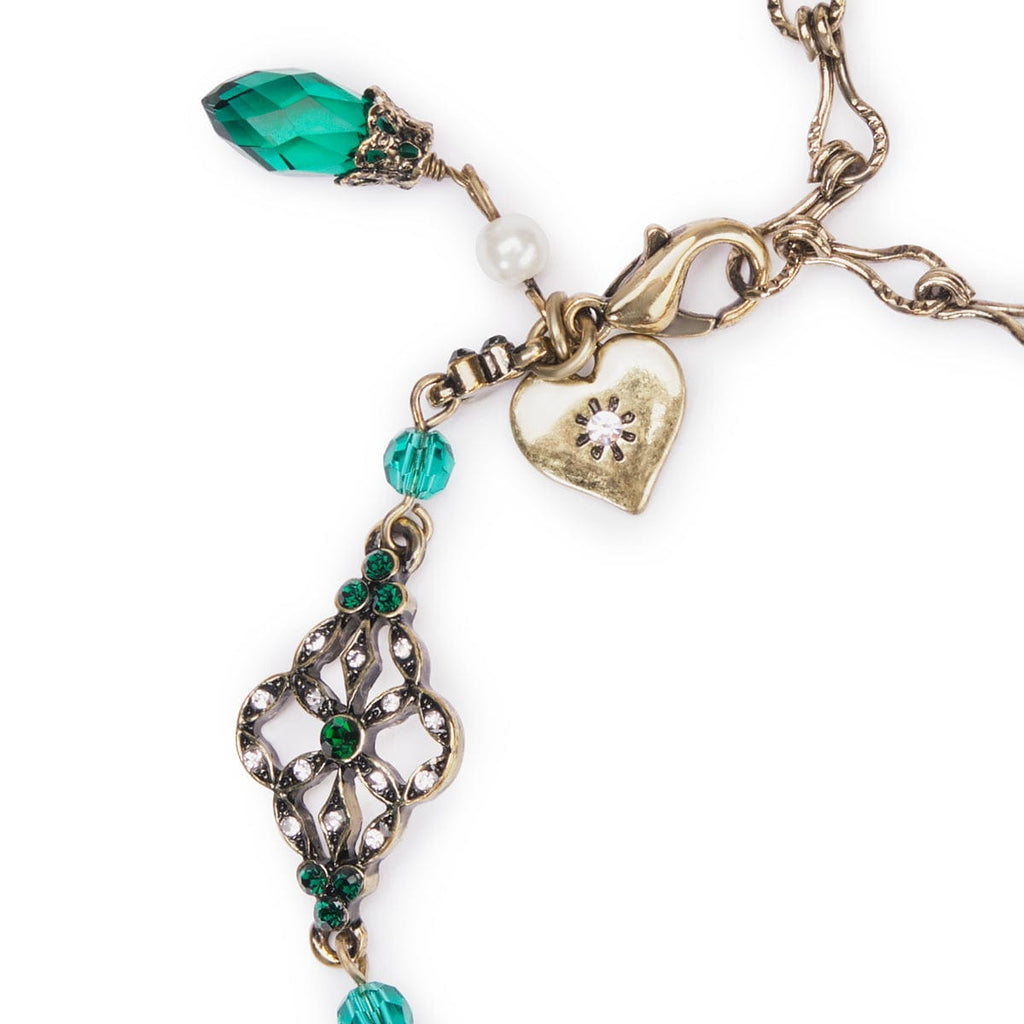 Emerald Green Bracelet: Victorian Style Green Bead and Pearl Bracelet
