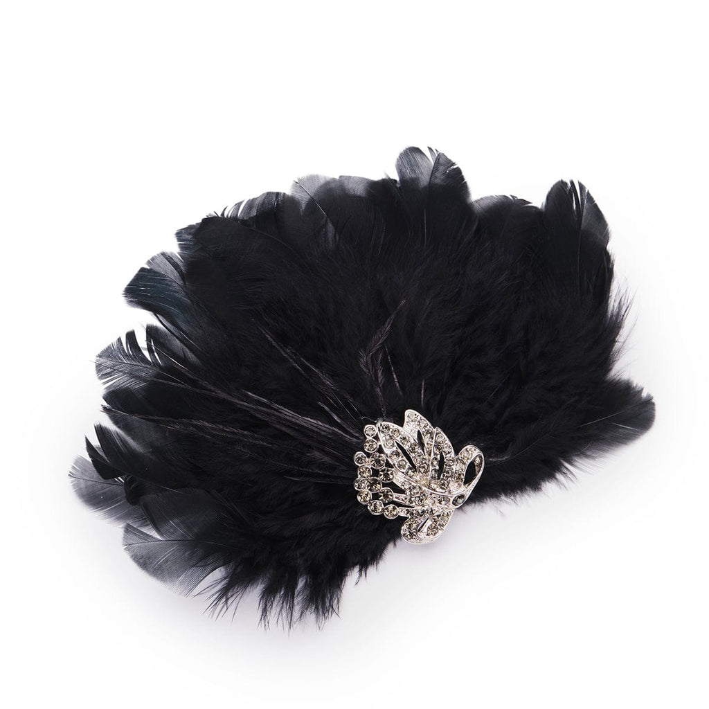 Black 1920's Feather Hair Clip