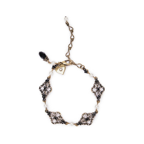 Antique-Victoriana-Filigree-Crystal-Bracelet-Black