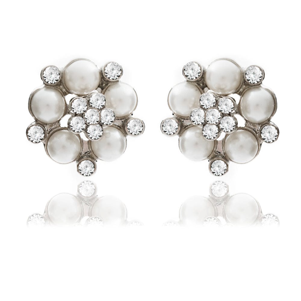Audrey Hepburn Pearl and Diamante Stud Earrings by Lovett and Co