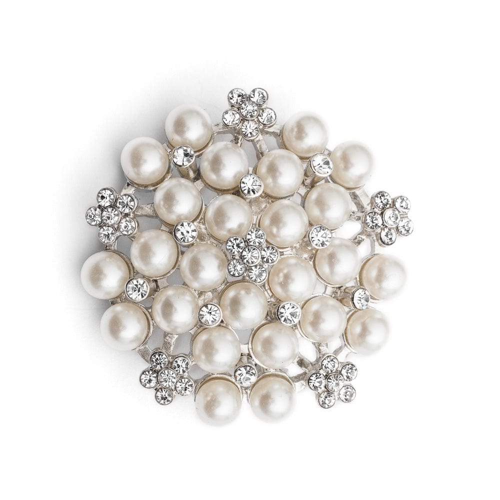 Picture of audrey hepburn inspired crystal and pearl brooch, ideal for vintage loving brides