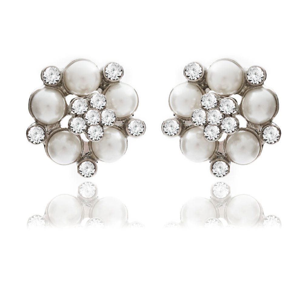 Audrey Hepburn Vintage Inspired Pearl and Crystal Stud Earrings by Lovett and Co