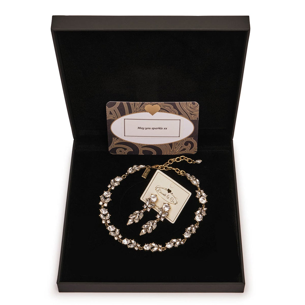 Necklace & Earring Set: Antique Crystal Necklace & Earring Gift Set- £12 Gift Box Is Free