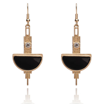 Deco-Brass-and-Black-Enamel-Drop-Earrings