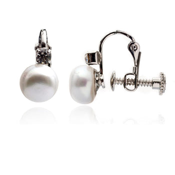 Vintage Clip On Earrings: Pearl & Diamante Clip On Earrings