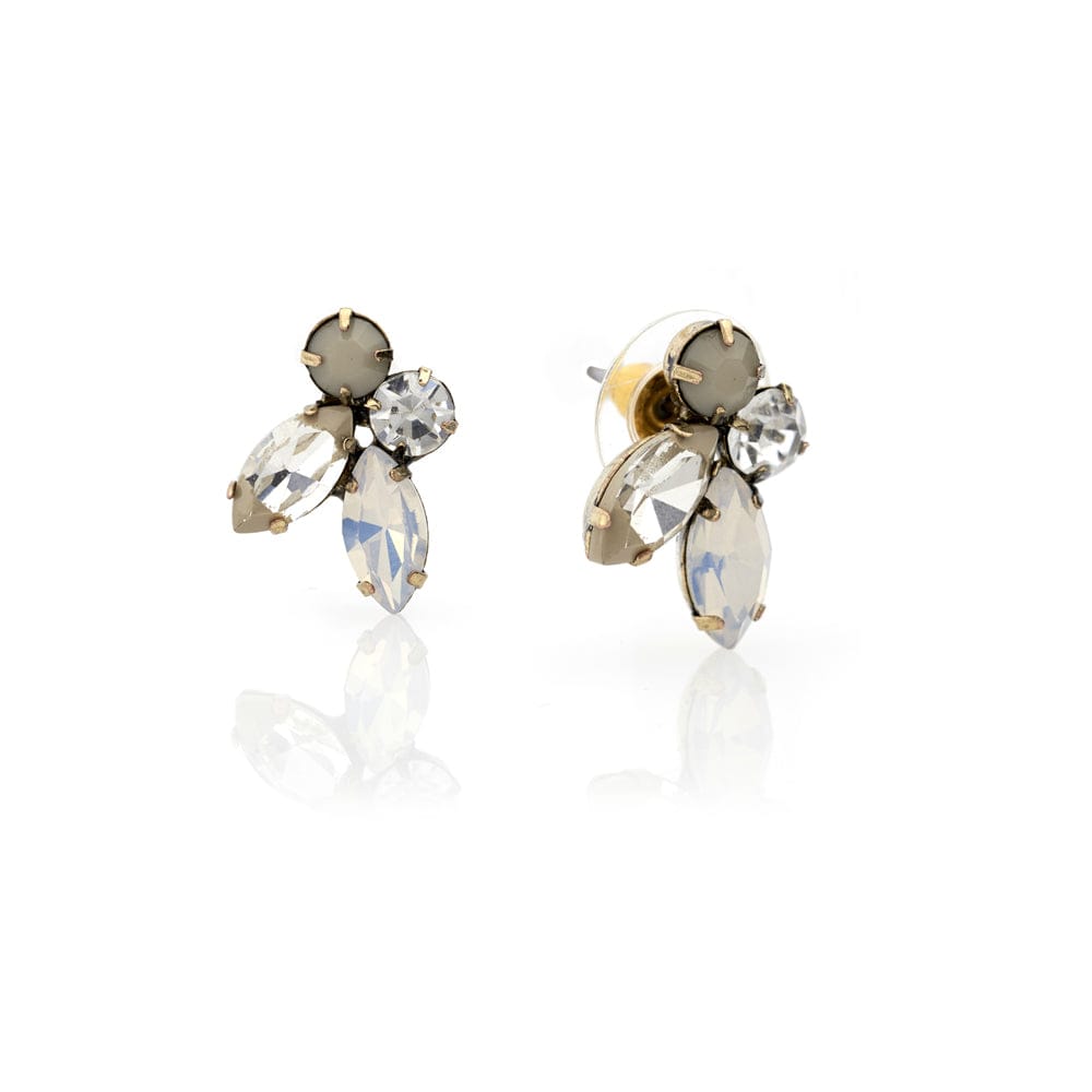 Diamante 1950s Sand Opal Cluster Earrings