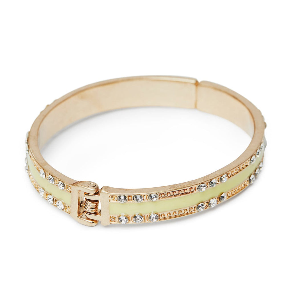 Yellow vintage style bangle with crystals