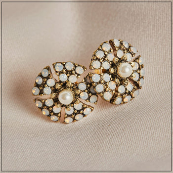 Miriam Haskell Inspired Earrings: Vintage Bridal Pearl & Crystal studs