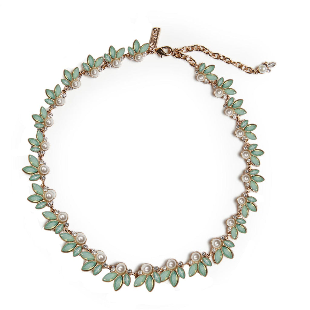 Leaf & Pearl Necklace Pacific Opal