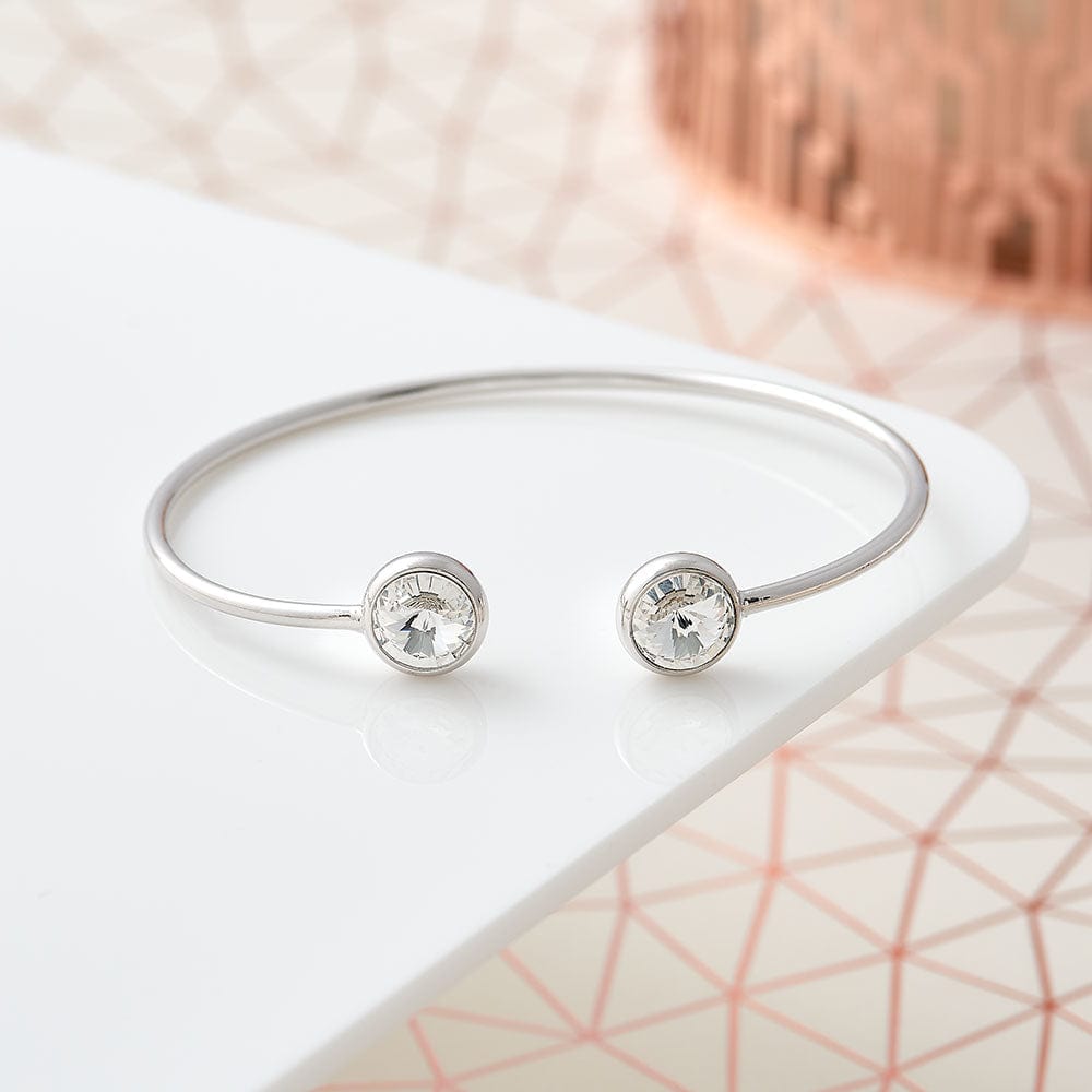 Open torque Bangle With Crystal Stones
