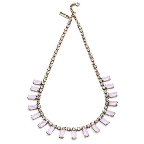 1950s style crystal necklace in pink  colour in brass plating is suitable for any occasion at affordable price 