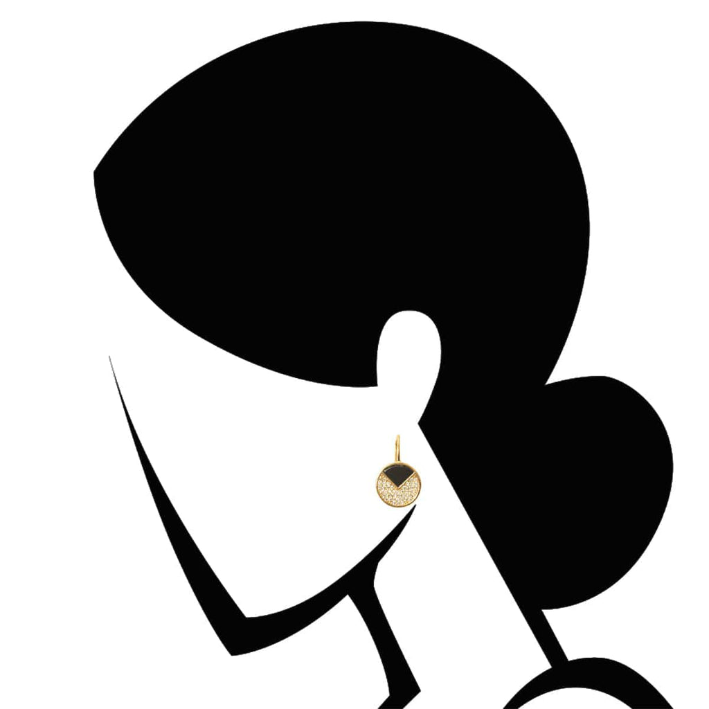 Art Deco Onyx  and crystal diamante Earring