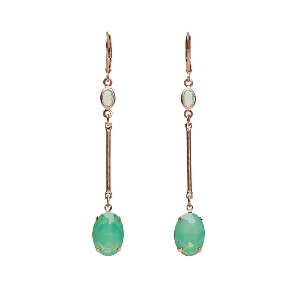 Oval Drop Earrings: Vintage Green Opal Earrings