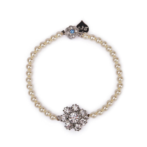 Crystal Flower Pearl Bracelet
