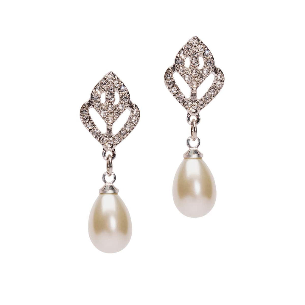 Pearl And Diamante Earrings: Vintage Style Drop Earrings