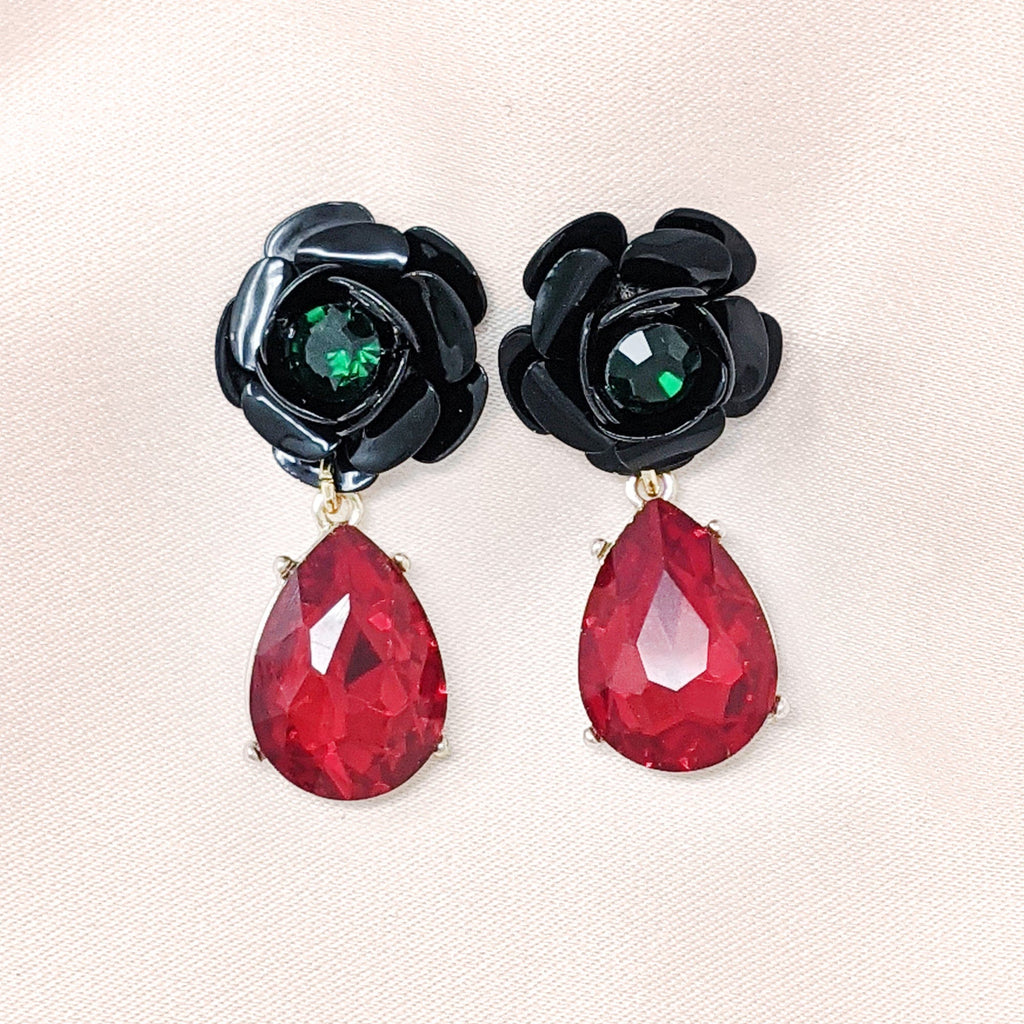 Crystal Teardrop Earrings: Rock & Rose Style Dangle Crystal Earrings