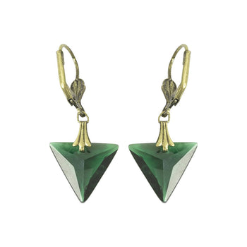 Vintage 1920s Green Triangle Earrings by Lovett and Co