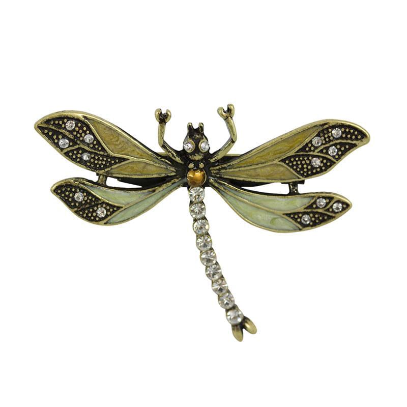 Vintage Dragonfly Brooch in Light Green with Swarovski Crystals by Lovett and Co