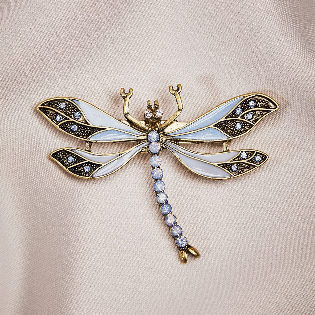 Vintage Dragonfly Brooch in Light blue with Swarovski Crystals by Lovett and Co