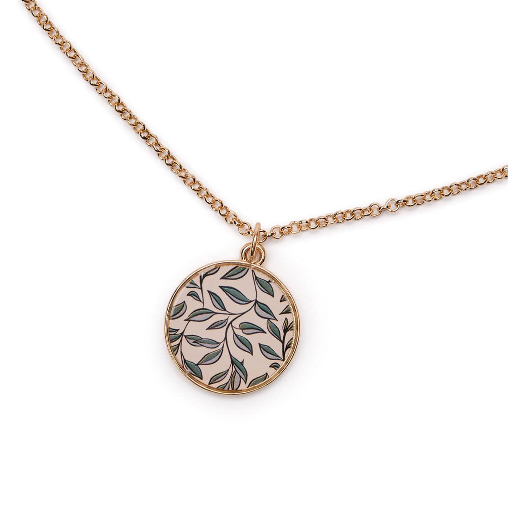 William Morris Inspired Willow Bough Disc Pendant Necklace