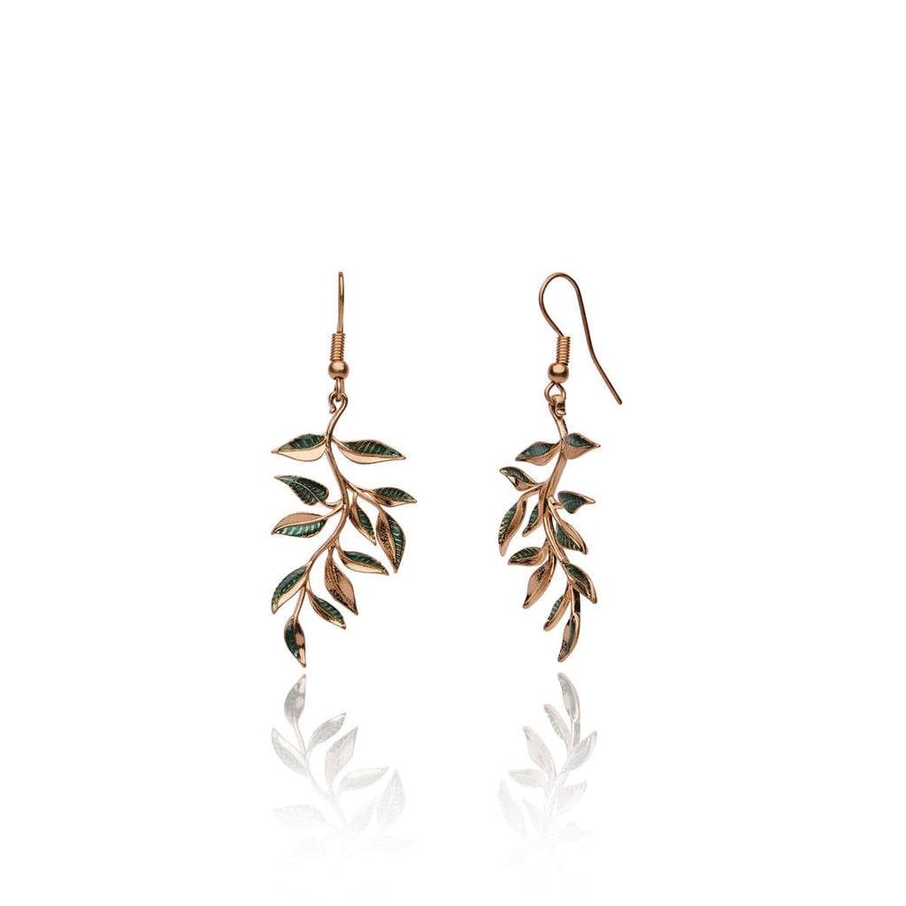 William Morris Inspired Willow Bough Leaf Drop Earring
