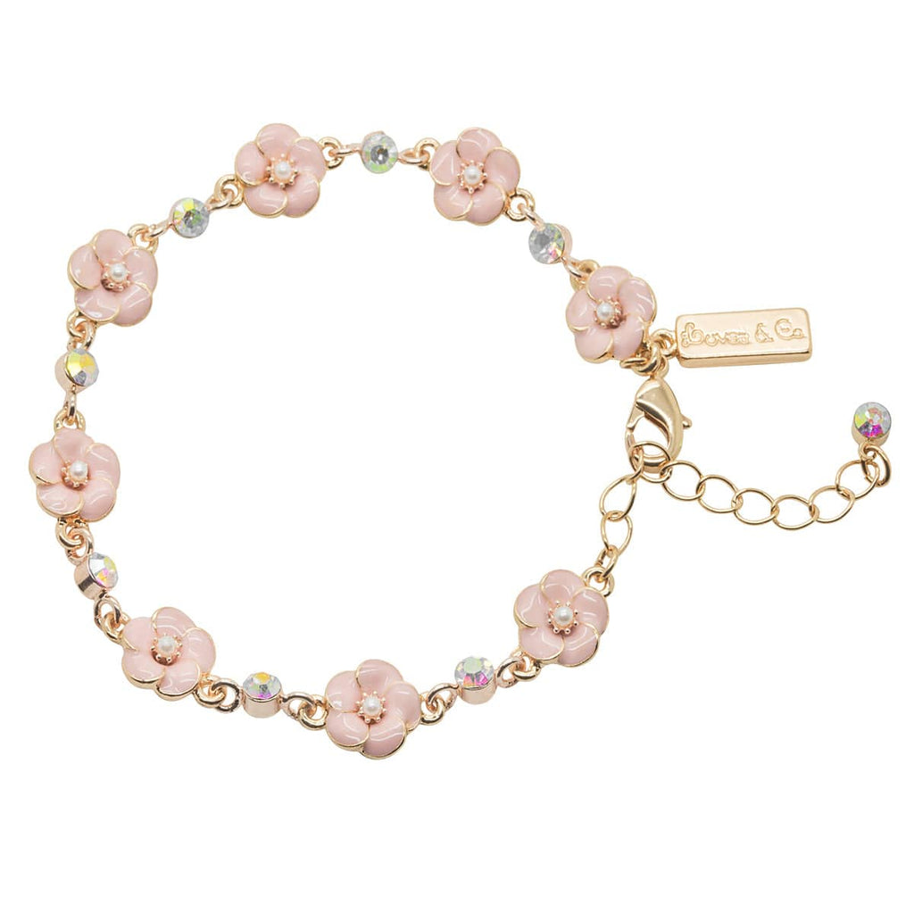 Picture of Small Rose 1 Row Bracelet in Pink Enamel